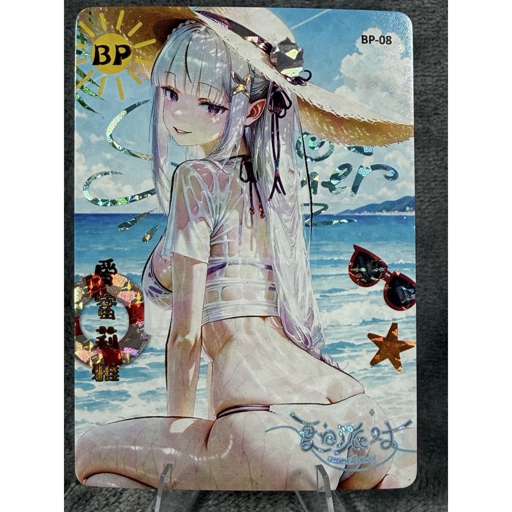 Goddess Story BP-08 Summer Emilia Re:Zero Holo Foil Waifu Card Beach Bikini